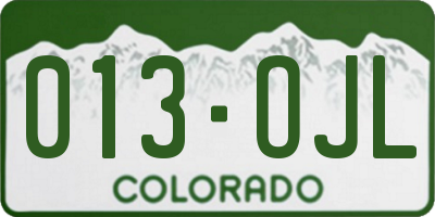CO license plate 013OJL