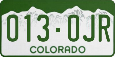 CO license plate 013OJR