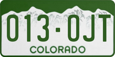 CO license plate 013OJT