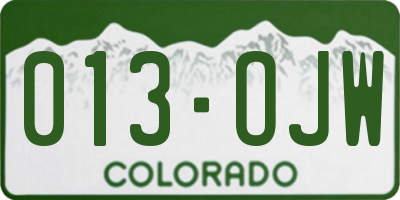 CO license plate 013OJW