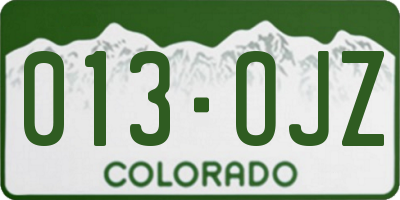 CO license plate 013OJZ