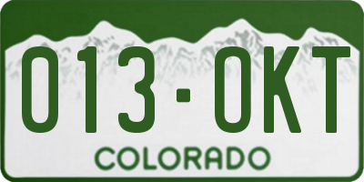 CO license plate 013OKT