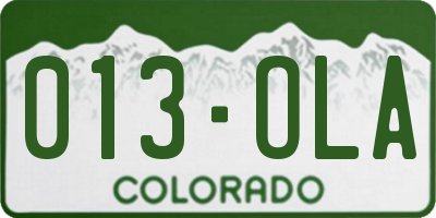 CO license plate 013OLA