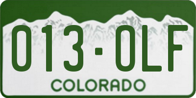 CO license plate 013OLF