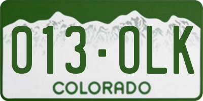 CO license plate 013OLK