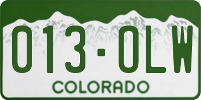CO license plate 013OLW