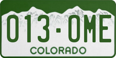 CO license plate 013OME