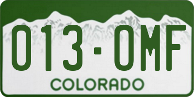 CO license plate 013OMF