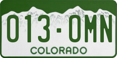 CO license plate 013OMN