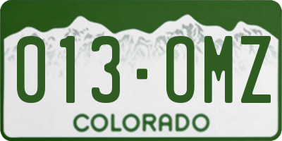CO license plate 013OMZ
