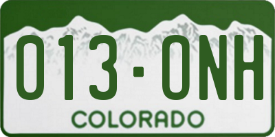 CO license plate 013ONH