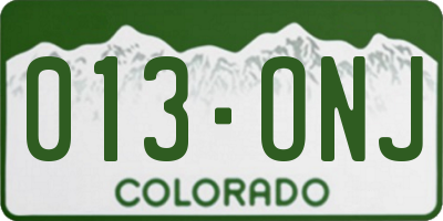 CO license plate 013ONJ