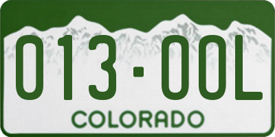 CO license plate 013OOL