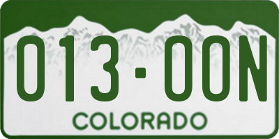 CO license plate 013OON