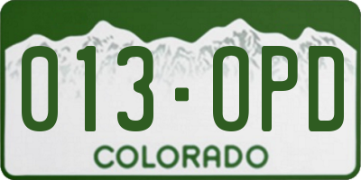 CO license plate 013OPD