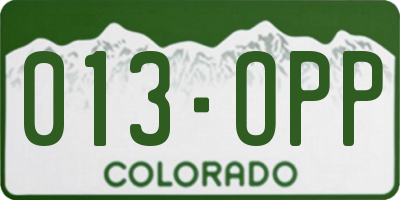 CO license plate 013OPP