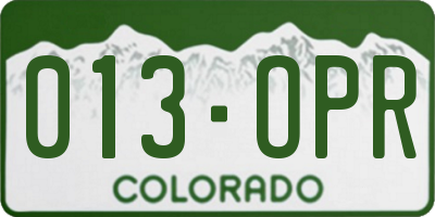 CO license plate 013OPR