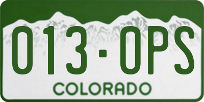 CO license plate 013OPS