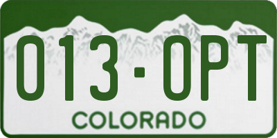 CO license plate 013OPT