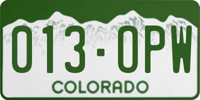 CO license plate 013OPW