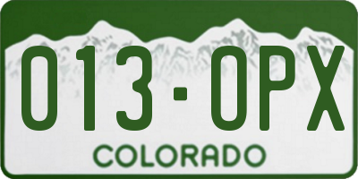 CO license plate 013OPX