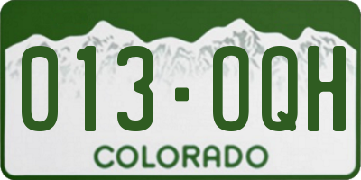 CO license plate 013OQH