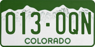 CO license plate 013OQN