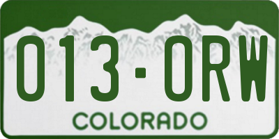 CO license plate 013ORW