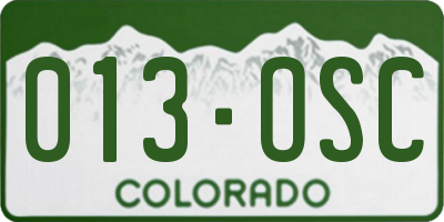 CO license plate 013OSC