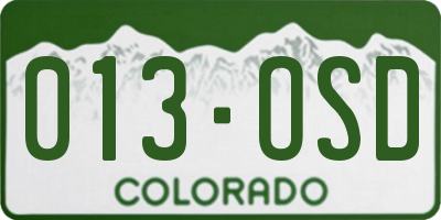CO license plate 013OSD