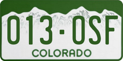 CO license plate 013OSF
