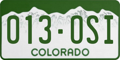 CO license plate 013OSI