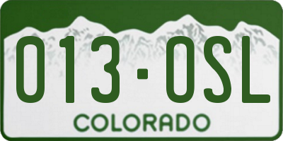 CO license plate 013OSL