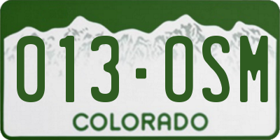 CO license plate 013OSM