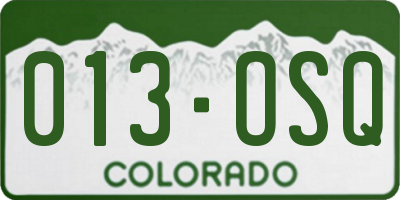 CO license plate 013OSQ