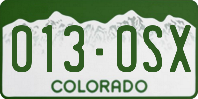 CO license plate 013OSX