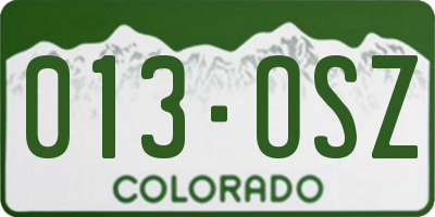 CO license plate 013OSZ