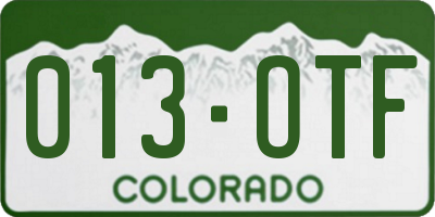 CO license plate 013OTF