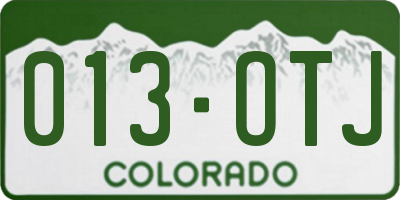 CO license plate 013OTJ