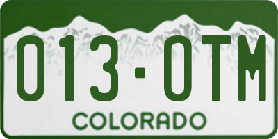 CO license plate 013OTM