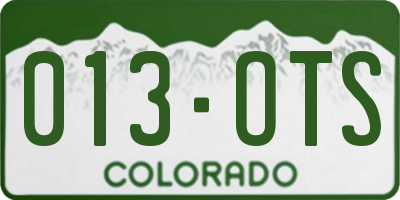 CO license plate 013OTS