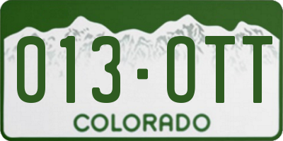 CO license plate 013OTT