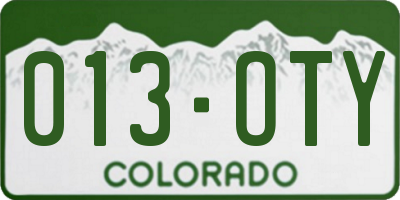 CO license plate 013OTY