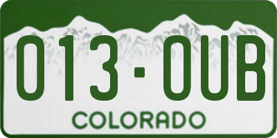 CO license plate 013OUB