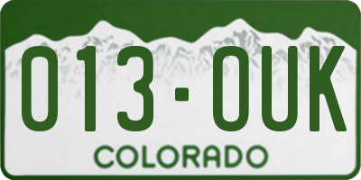 CO license plate 013OUK