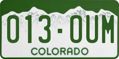 CO license plate 013OUM