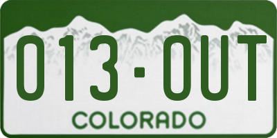 CO license plate 013OUT