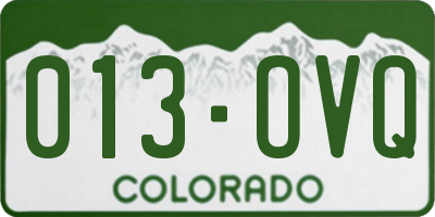CO license plate 013OVQ