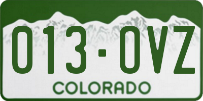 CO license plate 013OVZ