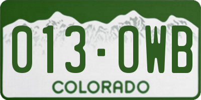 CO license plate 013OWB